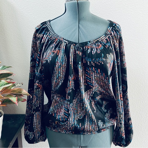 Anthropologie NWT Maeve Madeira Pattern Burnout Satin Blouse black paisley small - Picture 2 of 7